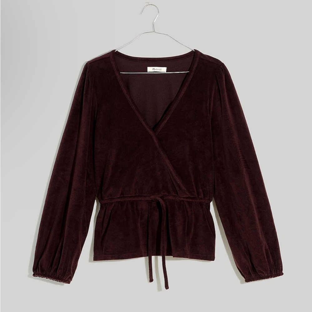 Madewell Corduroy Tie-Front Faux Wrap Top